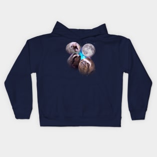 Three Sloths Howl at the Moon Kids Hoodie